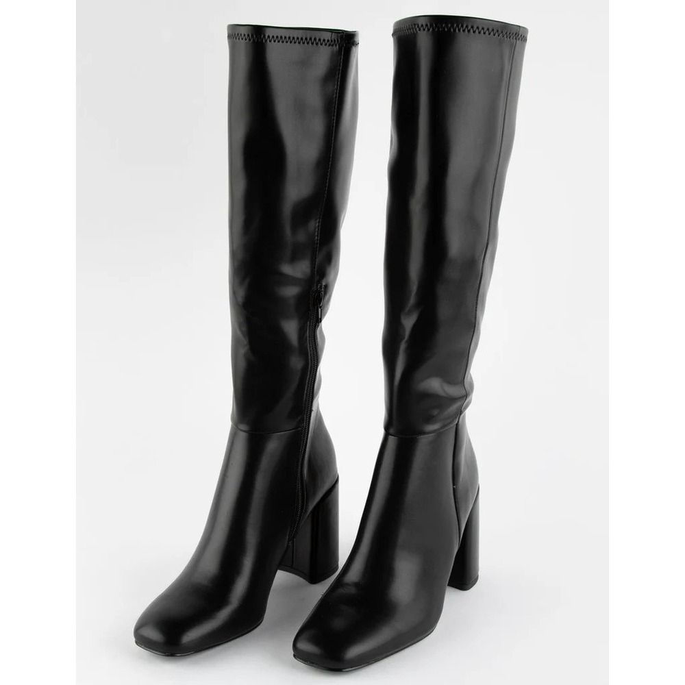 Madden Girl Winslow Womens Knee High Dress Boots Black Block Heel Square Toe 7 M